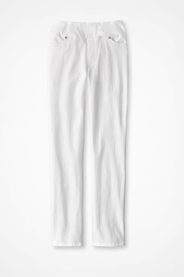 Knit Denim Mid Rise Slim-Leg Ankle Jeans