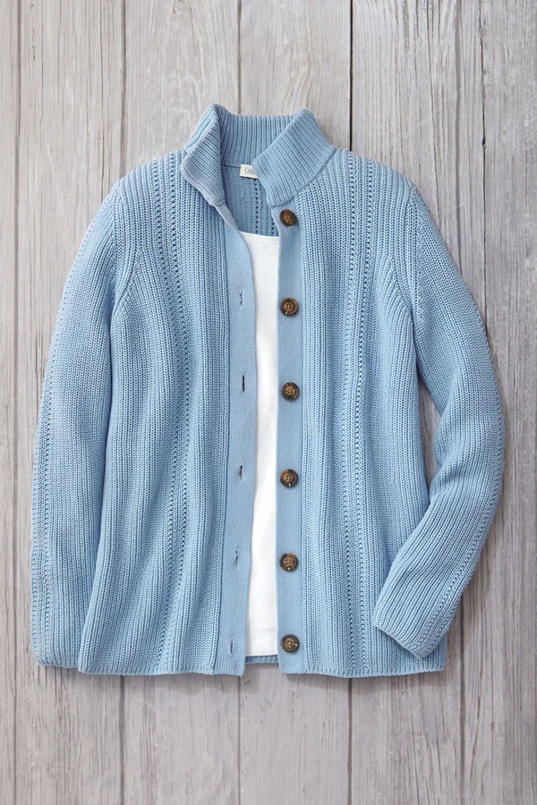 Shaker Detail Button Cardigan