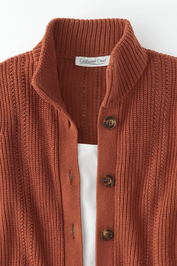 Shaker Detail Button Cardigan