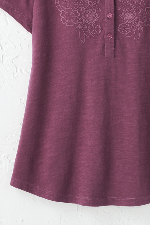 Open Mind Eyelet Henley - Coldwater Creek