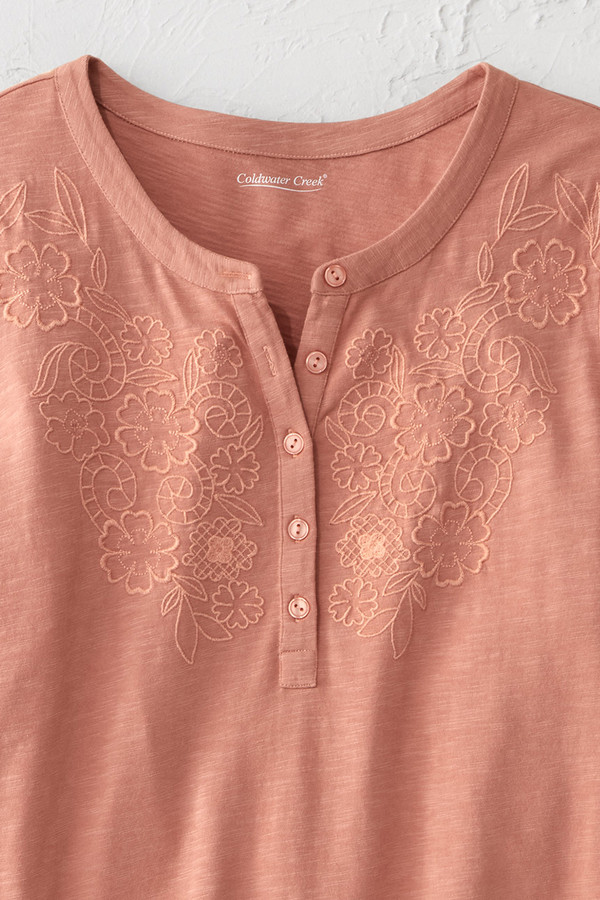 Open Mind Eyelet Henley - Coldwater Creek