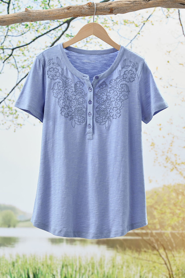 Open Mind Eyelet Henley - Coldwater Creek
