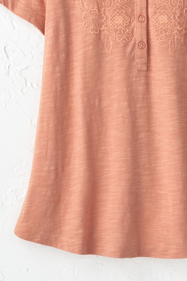 Open Mind Eyelet Henley - Coldwater Creek