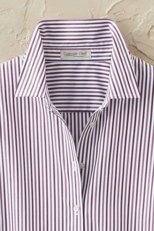 Twin Stripe No-Iron Long-Sleeve Shirt - Coldwater Creek