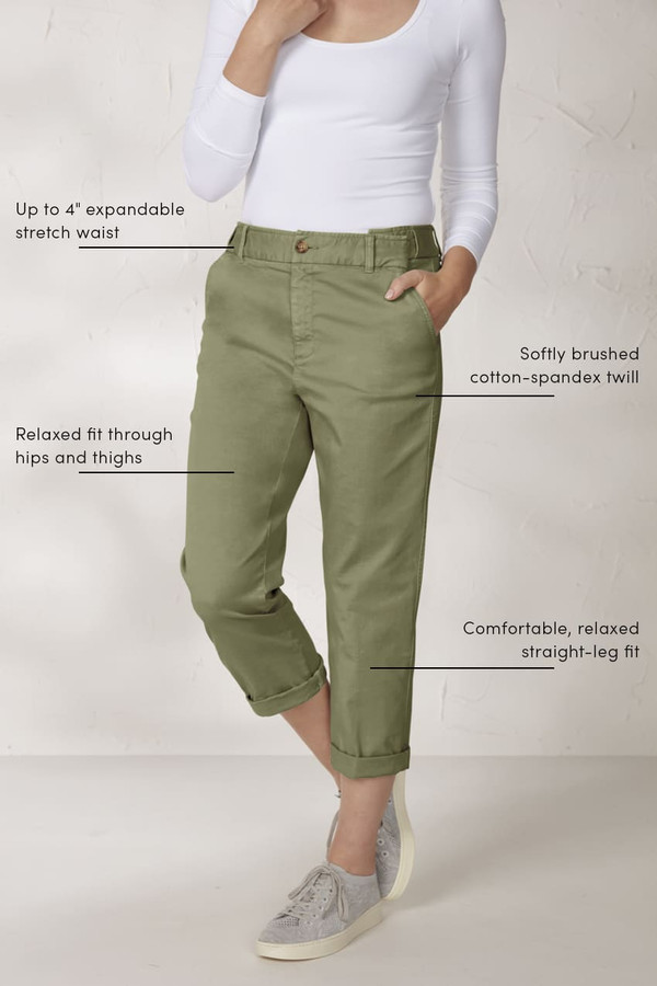 Hidden Stretch-Waist Chino Crops