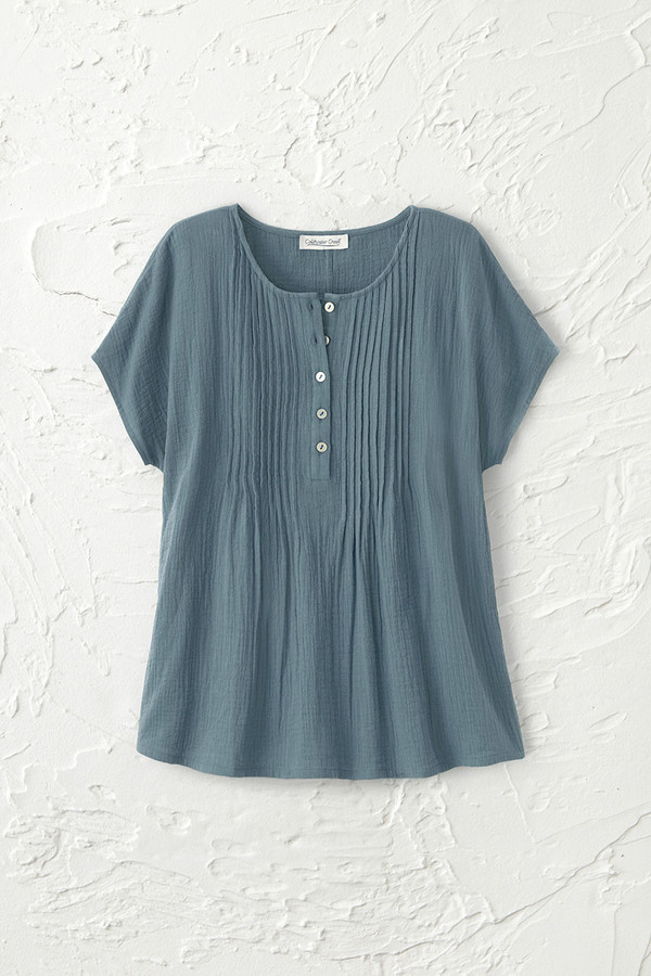 Summer Breeze Gauze Pintuck Top - Coldwater Creek