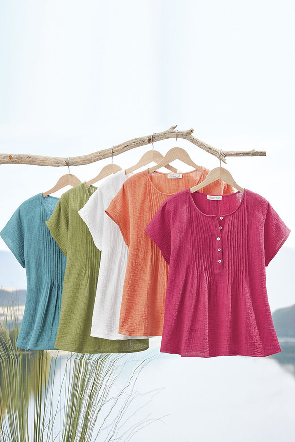 Summer Breeze Gauze Pintuck Top - Coldwater Creek