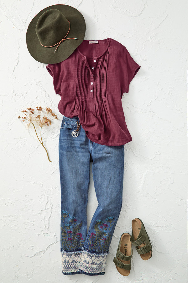 Summer Breeze Gauze Pintuck Top - Coldwater Creek