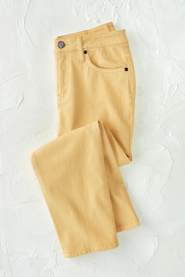 Knit Denim High Rise Straight-Leg Cropped Jeans