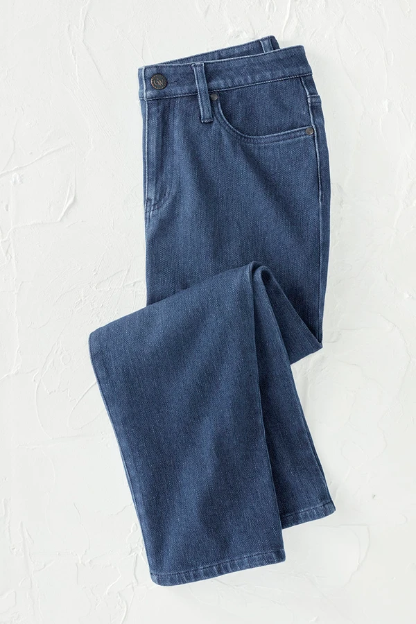 Knit Denim High Rise Straight-Leg Cropped Jeans