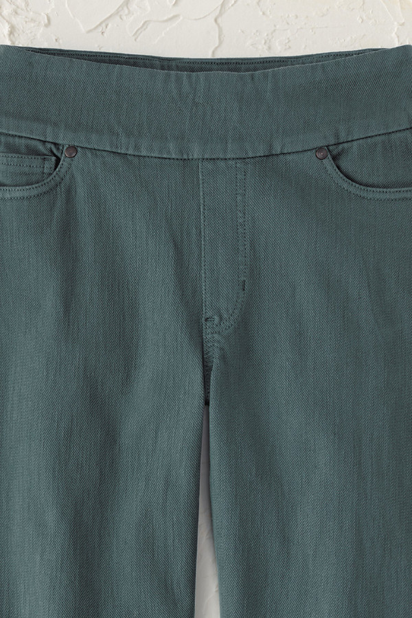 Knit Denim Mid Rise Straight-Leg Jeans