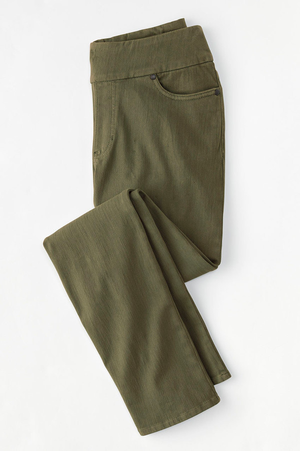 Knit Denim Mid Rise Straight-Leg Jeans
