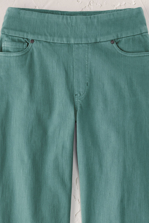 Knit Denim Mid Rise Straight-Leg Jeans