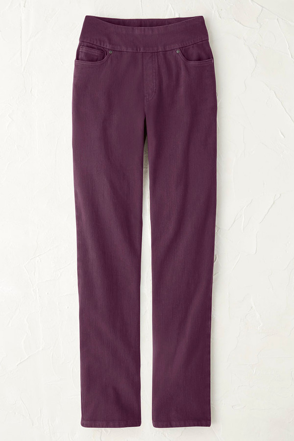 Knit Denim Mid Rise Straight-Leg Jeans