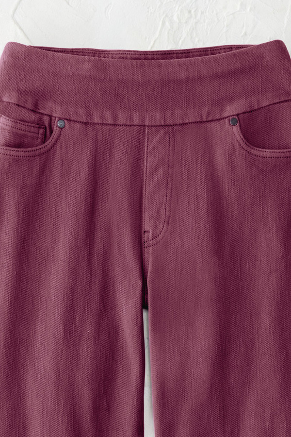 Knit Denim Mid Rise Straight-Leg Jeans