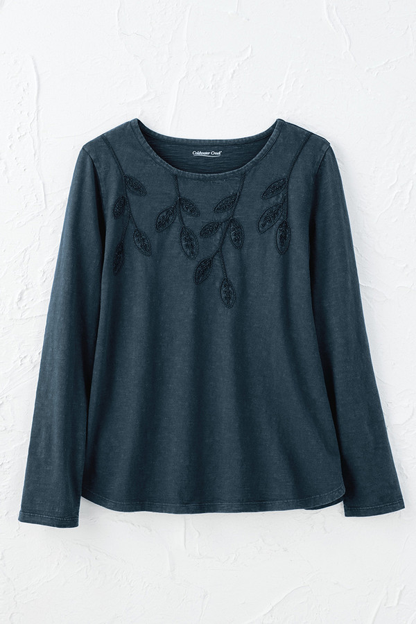 Leaf Embroidered Tee