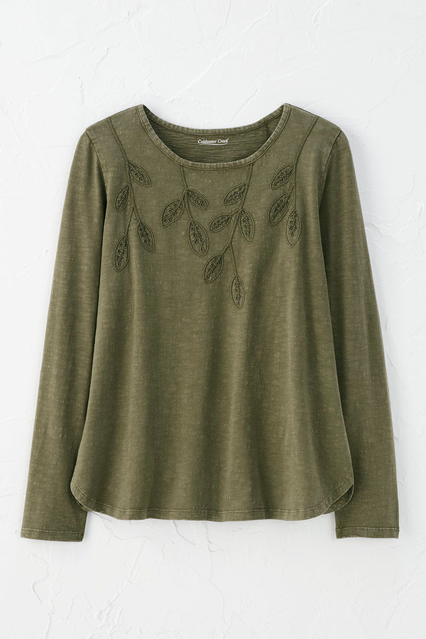 Leaf Embroidered Tee