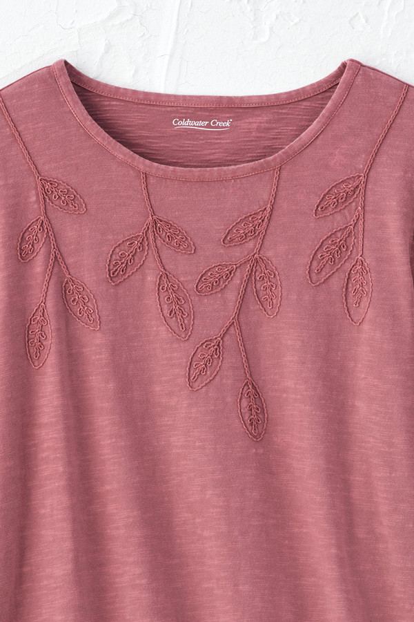 Leaf Embroidered Tee