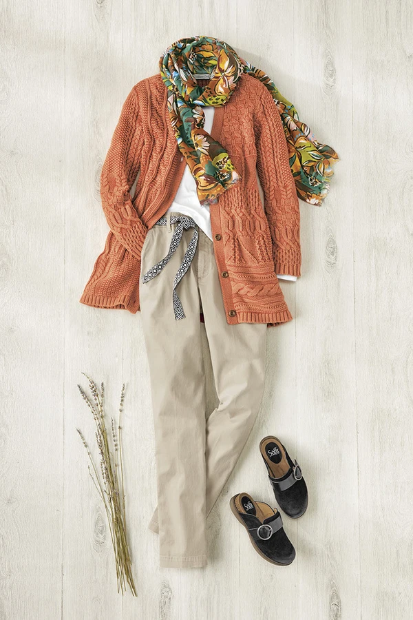 Vintage Wash Mixed-Pattern Cardigan