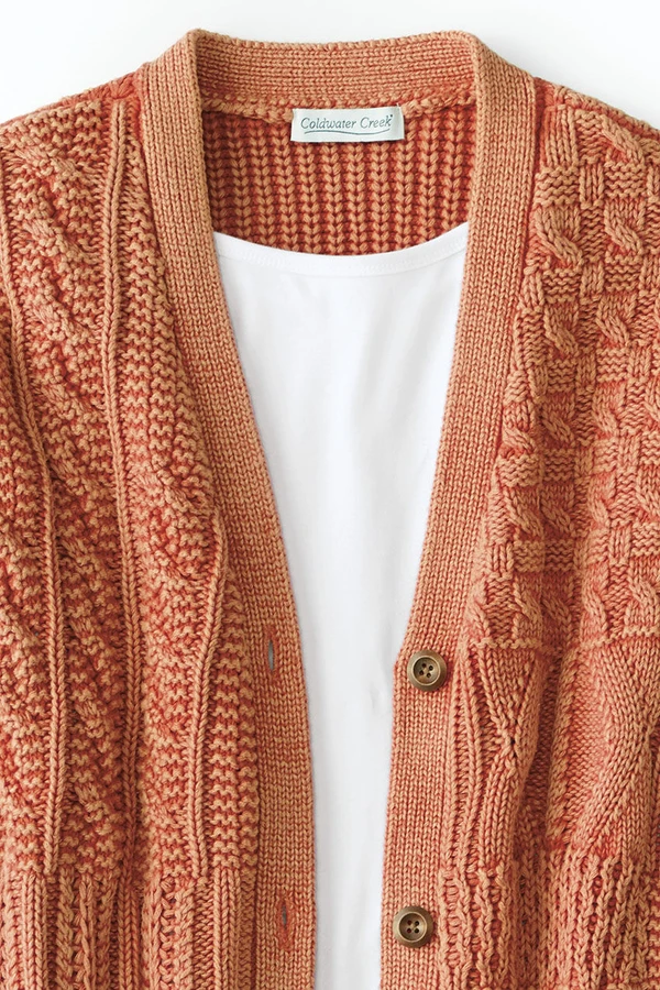 Vintage Wash Mixed-Pattern Cardigan