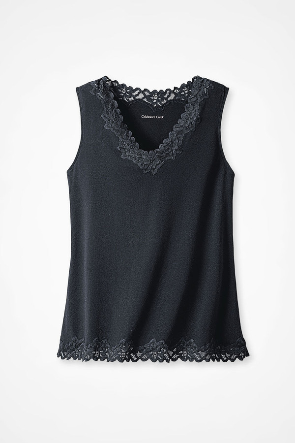 Longer Length Double Lace Tank - Coldwater Creek