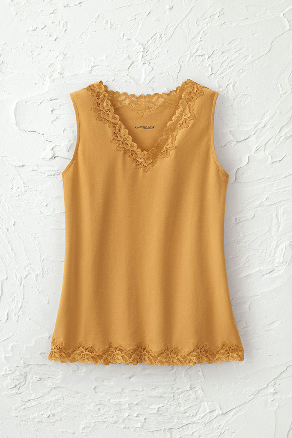 Longer Length Double Lace Tank - Coldwater Creek
