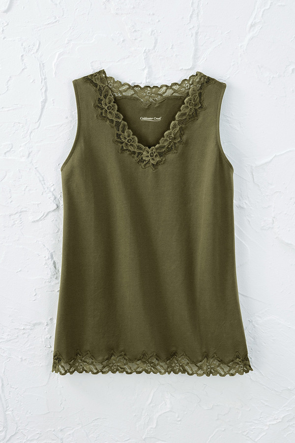 Longer Length Double Lace Tank - Coldwater Creek