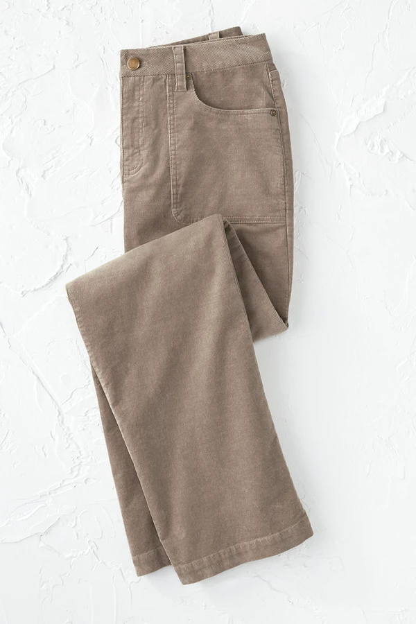 Patch Pocket Wide-Leg Corduroys