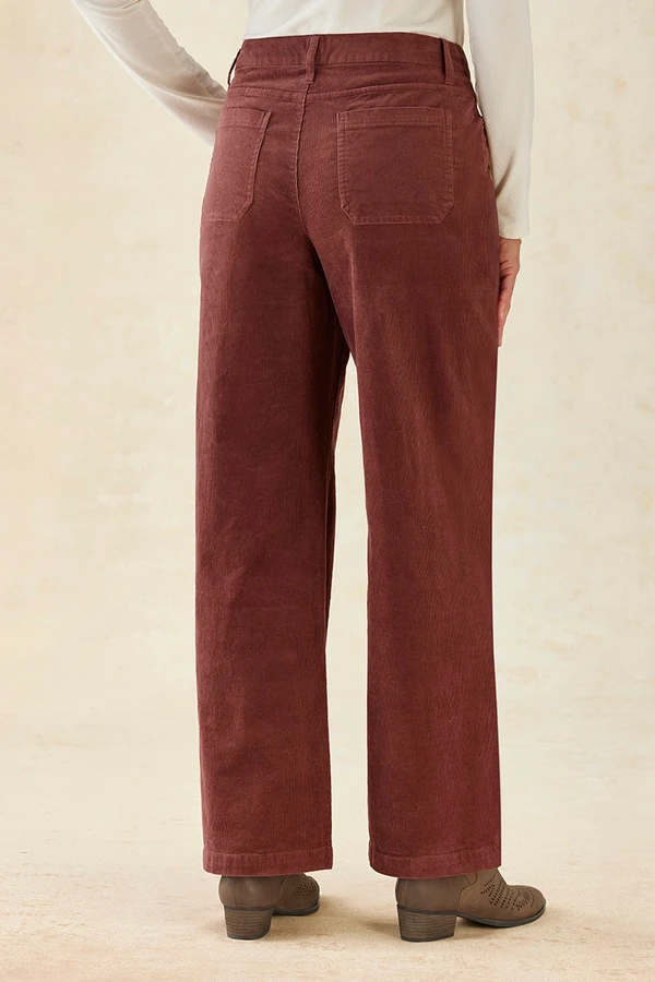 Patch Pocket Wide-Leg Corduroys