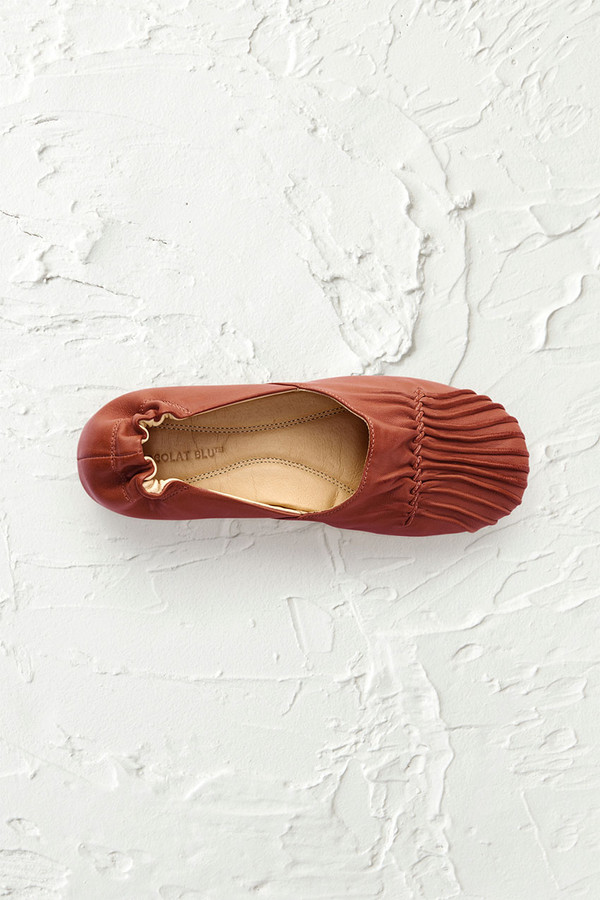 Pintuck Leather Flats by Chocolat Blu™