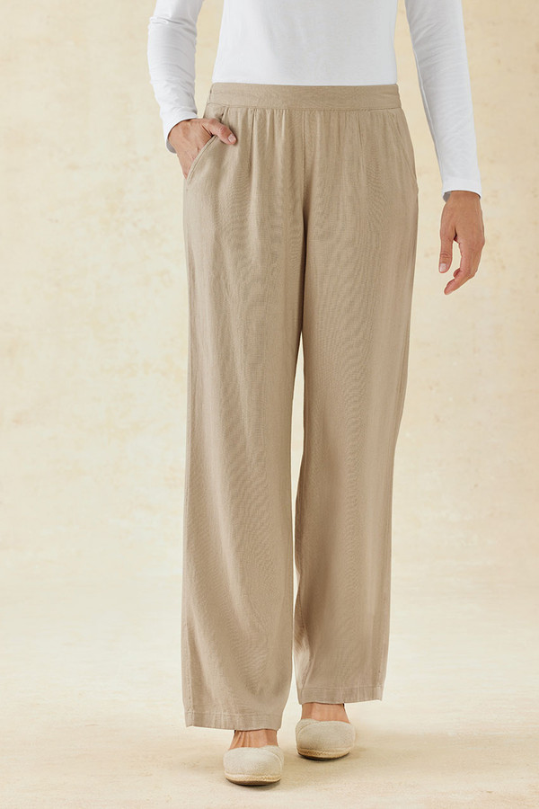 Linen Blend Wide-Leg Pants