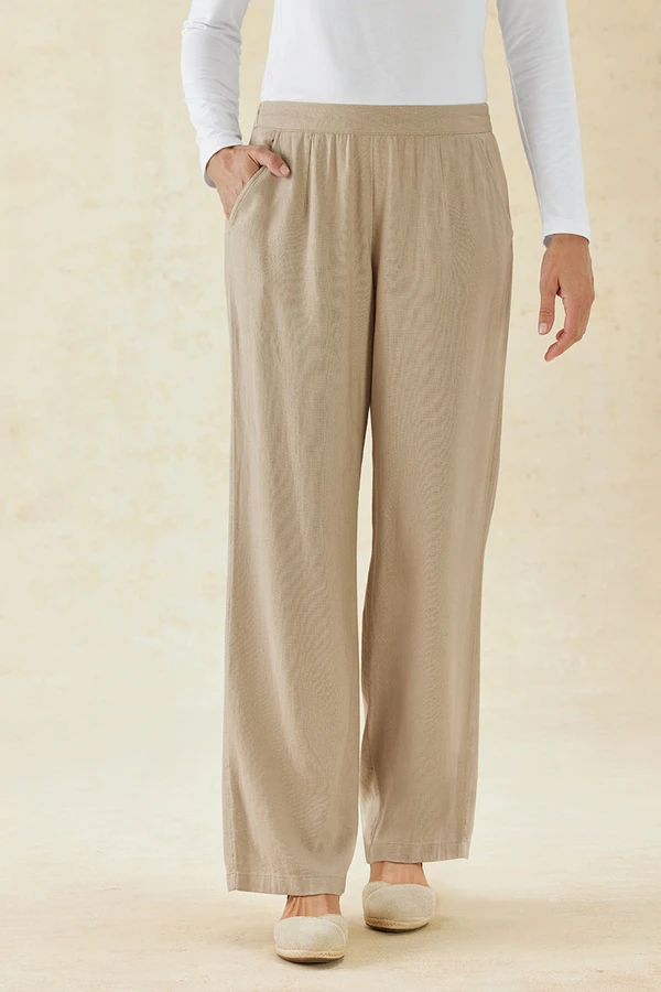 Linen Blend Wide-Leg Pants