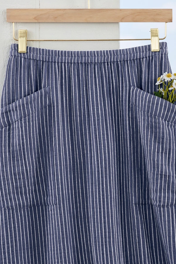Striped Gauze Pocket Skirt
