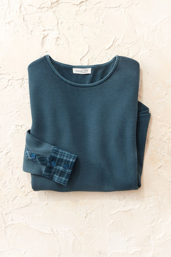 Plaid Pathways Waffle Tee - Coldwater Creek