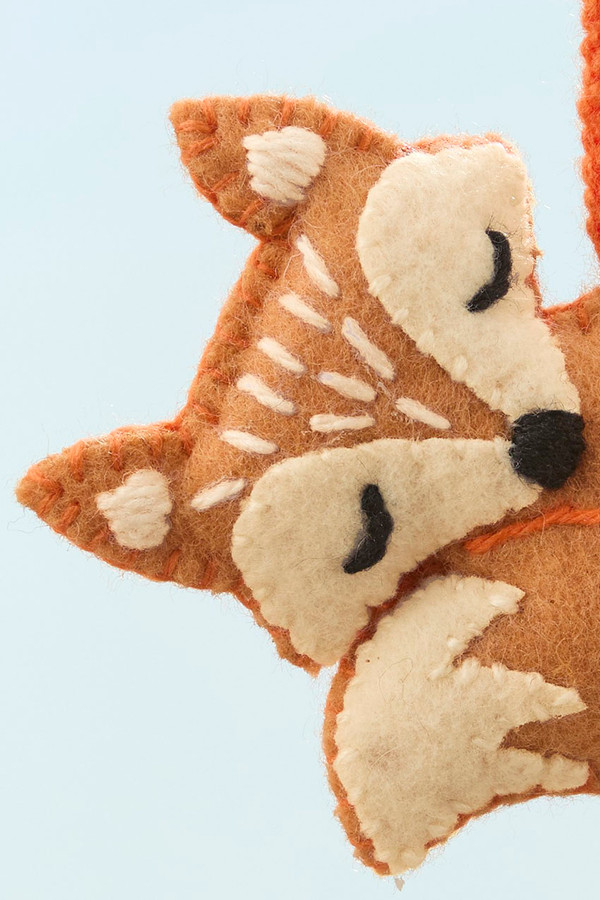 Embroidered Wool Fox Ornament