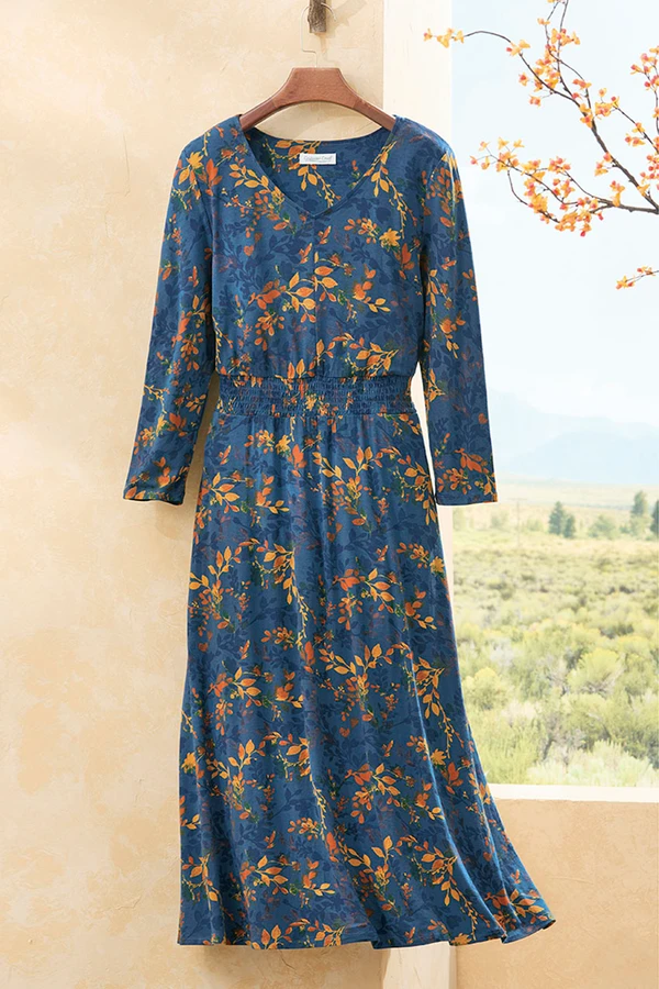 Painted Leaves Knit Dress