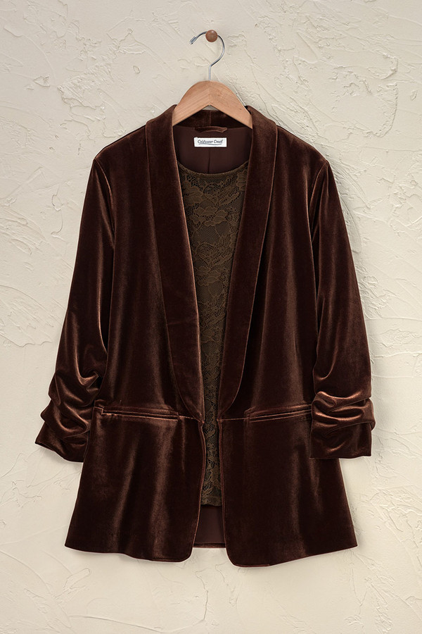 my weakness VELVET JACKET ともさかりえ Ruched Velvet Jacket - Coldwater Creek