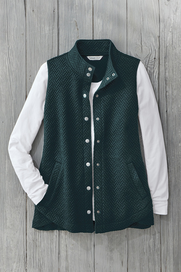 Tulip-Hem Jacquard Vest - Coldwater Creek