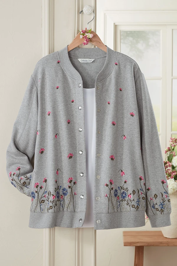 Petal Party Snap-Front Sweatshirt