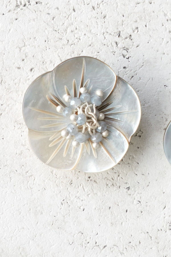 Moon Flower Clip Earrings