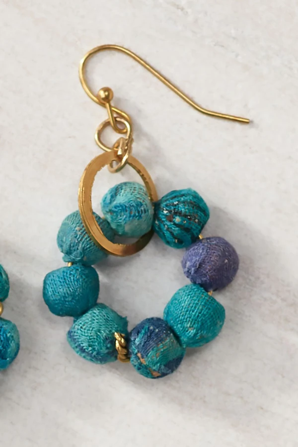 Azure Skies Kantha Earrings