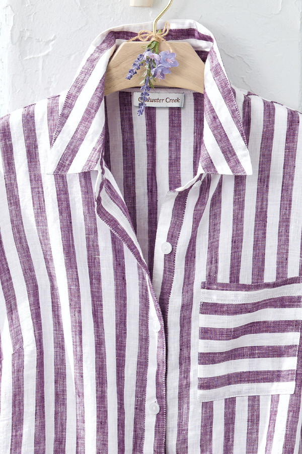 Bayside Stripe Linen Big Shirt - Coldwater Creek