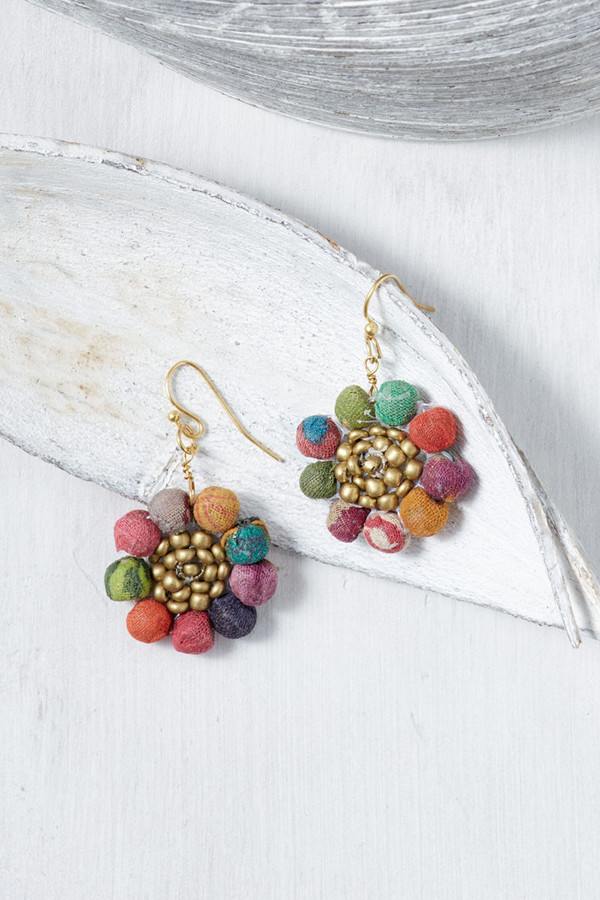 Kantha Flower Earrings