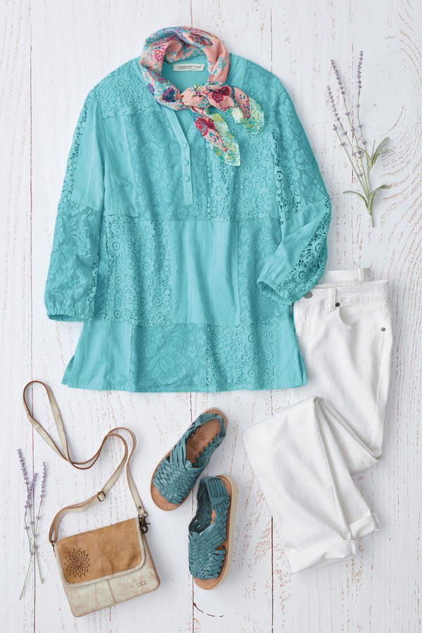 Lila Patchwork Lace Tunic - Coldwater Creek