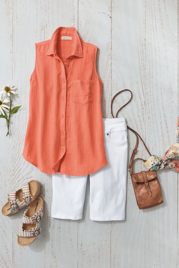 Summer Breeze Gauze Sleeveless Tunic