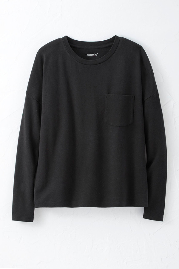 BestCotton™ Long Sleeve Boxy Pocket Tee - Coldwater Creek