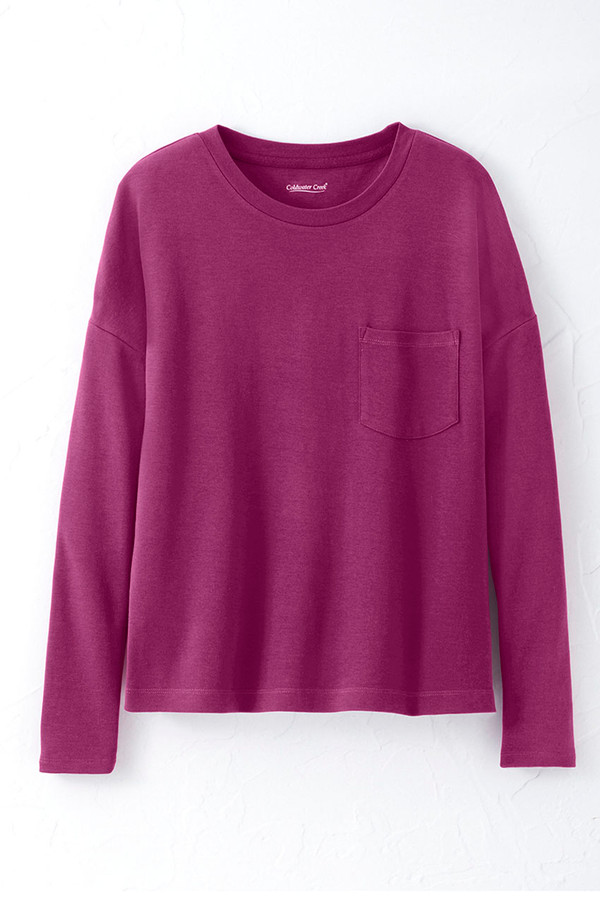 BestCotton™ Long Sleeve Boxy Pocket Tee - Coldwater Creek