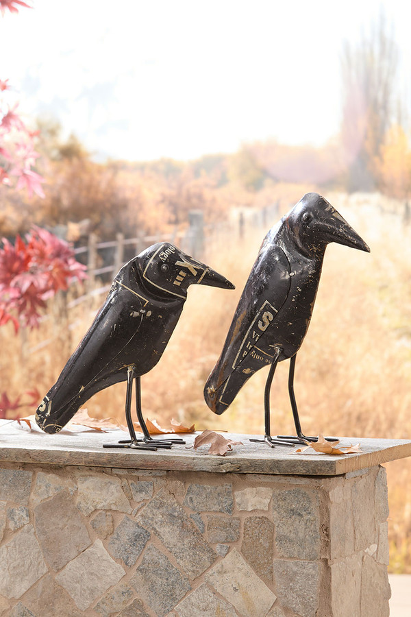 Antique Black Iron Crows, Set of 2