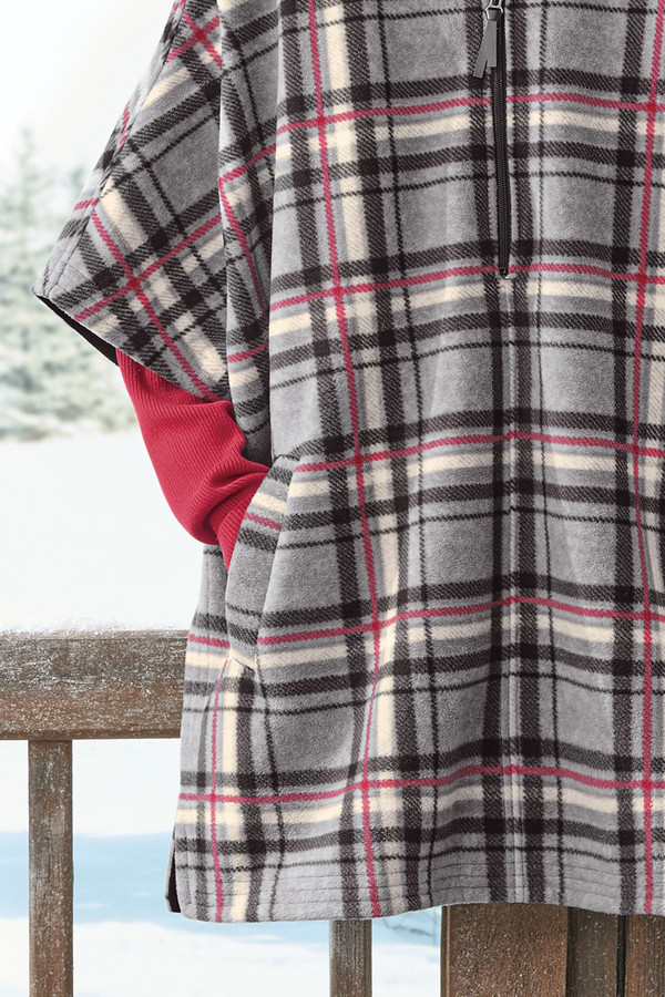 Plaid Fleece Poncho - Coldwater Creek