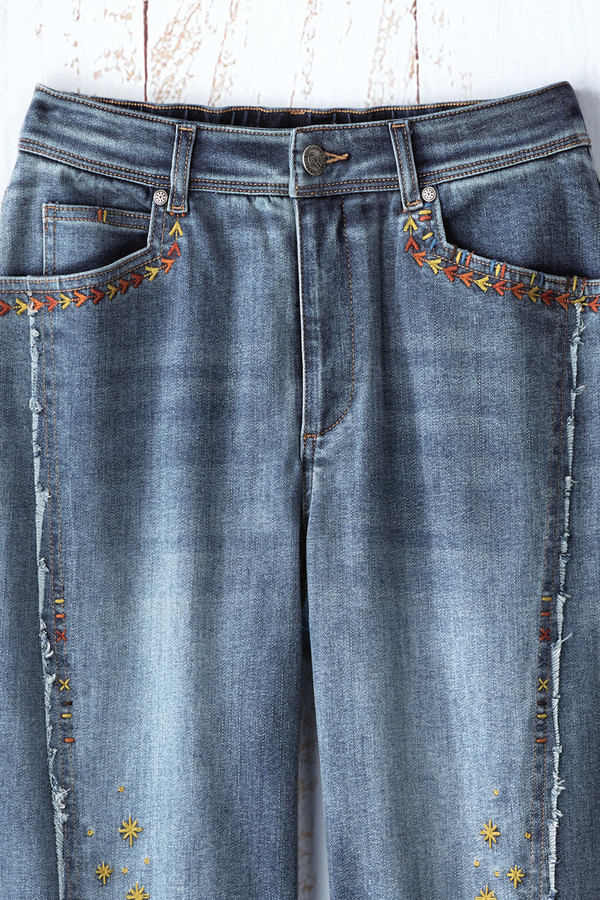 Embroidered Lantern-Leg Jeans - Coldwater Creek